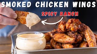 The Ultimate Crispy Smoked Chicken Wings with Spicy Ranch Dip [upl. by Aalst]