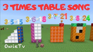 Three Times Table Song  Multiplication Song for Kids  Minecraft Numberblocks Counting Song [upl. by Aslin]