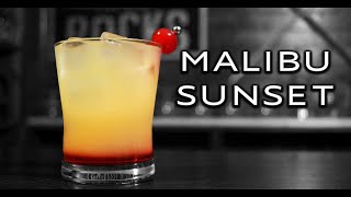 Malibu Sunset  Malibu Rum Cocktail  Booze On The Rocks [upl. by Eelano]