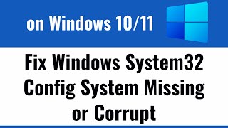 Fix Windows System32 Config System missing or corrupt [upl. by Ysak]