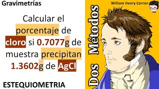 𝐆𝐫𝐚𝐯𝐢𝐦𝐞𝐭𝐫í𝐚 Calcular el porcentaje de cloro si 07077 g de muestra precipitan 13602 g AgCl [upl. by Honebein]