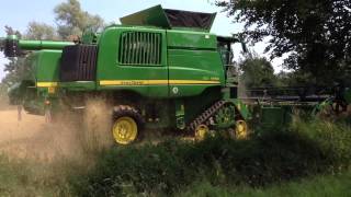 John Deere T670 i Tracks Combine Mähdrescher Ersteinsatz 2014 Greving Landmaschinen [upl. by Nnairek]