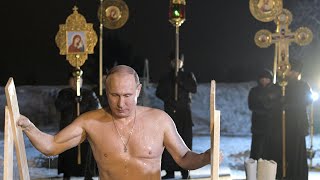 Russian president Vladimir Putin braves subzero lake to mark Orthodox Epiphany [upl. by Nnaarat]