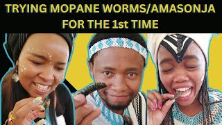 TRYING MOPANE WORMS FOR THE 1st TIME [upl. by Erdnael178]