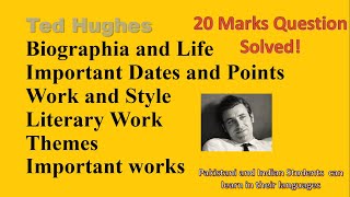 Ted Hughes  biographic  Literary work  style  Important points  Urdu and Hindi [upl. by Arracat]