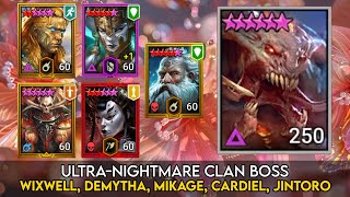 UNM Clan Boss  Wixwell Demytha Mikage Cardiel Jintoro  Raid Shadow Legends Guide  Nerfed [upl. by Avahc]