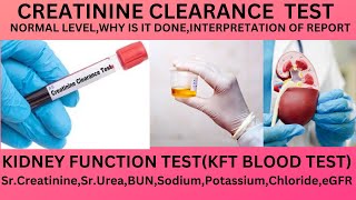 CREATININE CLEARANCE TESTNORMAL RANGE DECREASED CREATININE CLEARANCE GFRSERUM CREATININEKFT [upl. by Odlabso568]