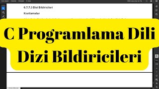 C Programlama Dili Dizi Bildiricileri [upl. by Atteuqihc]