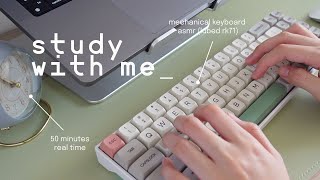 study with me 👩🏻‍💻 mechanical keyboard typing asmr modded rk71  50 min real time no midroll ads [upl. by Mordy]