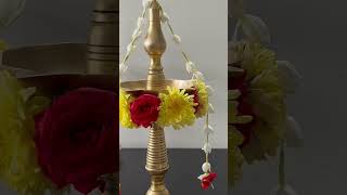 2 Minutes Kuthu Vilakku Decor Using Flowers [upl. by Quillan]