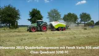 Heuernte 2015 Quaderballen Pressen mit Fendt Vario 936 und Claas Quadrant 3200 FC [upl. by Sherrod817]