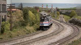 Railfanning Amtrak Phase 3 Superliner Passenger Train Around The Layout [upl. by Ah752]