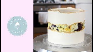 How To Make A Fault Line Cake With Edible Flowers  Georgias Cakes [upl. by Eanrahs]