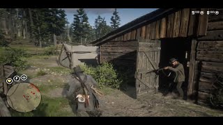 Red Dead Redemption 2 action moments  Laramie Gang hideout clearing free roam [upl. by Pollerd]