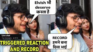 Triggered insaan huge record on live stream Triggered reaction on Elvish Yadav fukra insaan [upl. by Ayoted]