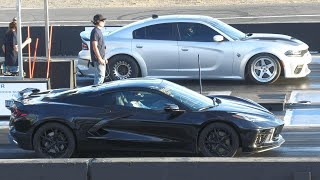 Hellcat vs C8 Corvette  drag race [upl. by Macintyre]