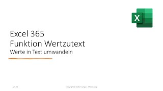 Excel 365 Funktion WERTZUTEXT [upl. by Clein]