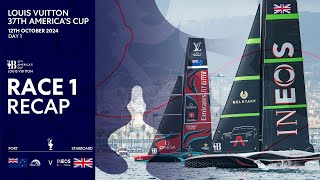 Louis Vuitton 37th Americas Cup Race 1 Recap  Emirates Team New Zealand vs INEOS Britannia [upl. by Ettennahs152]