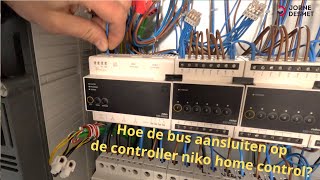 👉 Hoe de bus aansluiten op de controller in een Niko Home Control installatie [upl. by Zildjian]