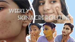 Weekly Skincare Routine  HOME REMEDIES FOR GLOWING SKIN  Acne prone skin trend acneproneskin [upl. by Hazem]