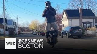 Man with electric unicycle will deliver anything at anytime in Massachusetts city [upl. by Napoleon]