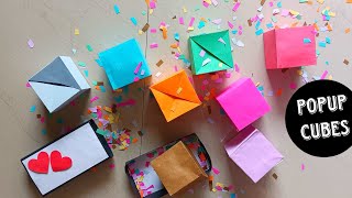 How to make paper popup cubes jumping paper cubes paper craft [upl. by Buseck]