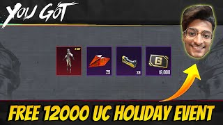 😍FREE 12000 UC IN BGMI  FREE UC HOLIDAY EVENT IN BGMI ​⁠​⁠ParasOfficialYT [upl. by Auburn]