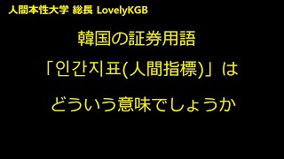 中級韓国語 韓国の証券用語「인간지표人間指標」はどういう意味でしょうか。 人間本性大学語学部 [upl. by Ytak]