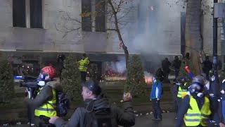 Security forces fire teargas and aim water cannon at Georgia protesters in capital [upl. by Baelbeer]