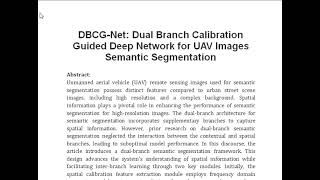 DBCG Net Dual Branch Calibration Guided Deep Network for UAV Images Semantic Segmentation [upl. by Beverly]