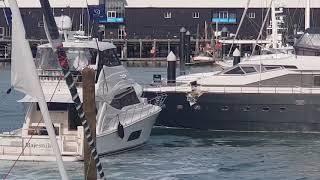 Auckland Viaduct Boat Crash Riviera vs Azimut [upl. by Ahtibbat]