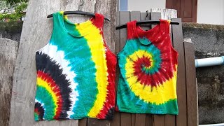 How To Tie Dye Tank Tops  Spiral Reggae Style [upl. by Yhtrod]