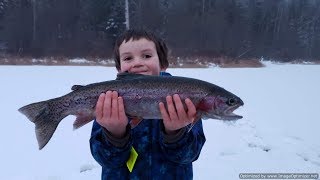 Kids love Ice Fishing in Whistler BC Canada [upl. by Arrej]