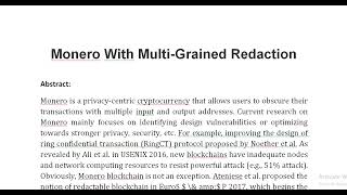 Monero With Multi Grained Redaction [upl. by Hajile]