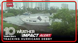 Sarasota boats crash into land as rain slows after day of storms [upl. by Nayr294]