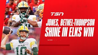 Jones BethelThompson put on show in Elks win over Stampeders [upl. by Ailadi]