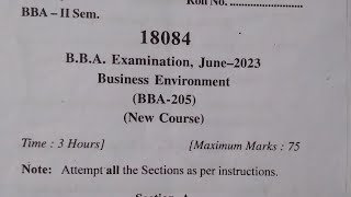 BBA 205 BUSINESS ENVIRONMENT PREVIOUS YEAR EXAM PAPER 2023  CCSU BBA 2ND SEM 2024 🥳🥳 [upl. by Yecram953]