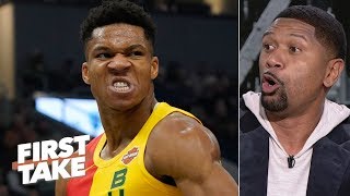 Giannis is better than James Harden but isnt the MVP  Jalen Rose  First Take [upl. by Alathia]