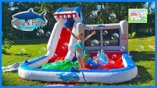 Huge Inflatable Water Slide WaterPark amp Bouncer with Ball Pit Outdoor Play [upl. by Adnylem]