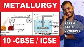 Metallurgy Basic Concepts  10 CBSE  ICSE  Roasting and Calcination  Froth Floatation [upl. by Swayder]