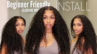 NO GLUE MELT REAL HD LACE CLOSURE WIG INSTALL BEGINNER FRIENDLY  Alipearl Deep Wave Hair [upl. by Noach]