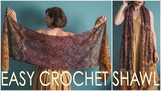 How to Crochet an Easy Beginner 1Row Repeat Ripple Shawl Scarf or Blanket Undulation [upl. by Wendin803]