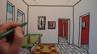 How To Draw A Room with One Point Perspective [upl. by Etnoj]