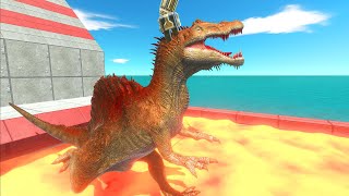 EPIC JUMP  Dinosaurs use Harpoons to Jump Across Lava Tank  Animal Revolt Battle Simulator [upl. by Marilyn27]