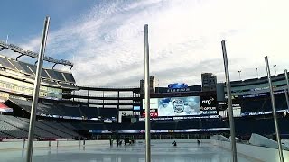 Lines and Logos Installed on Winter Classic Rink [upl. by Stieglitz665]