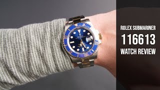 Rolex Submariner 116613 Steel amp Gold Blue Watch Review  Bobs Watches [upl. by Ehcrop]