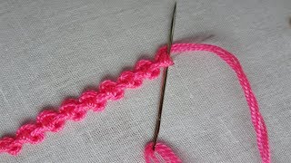 Basic hand embroidery tutorial  palestrina double knot stitchtwilling embroidery stitch [upl. by Rebm]