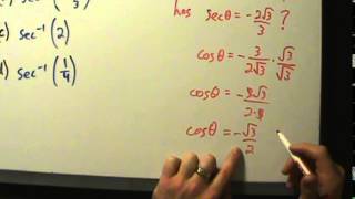 Trigonometry  Evaluating the Inverse Secant Function  4 Examples [upl. by Ronna879]