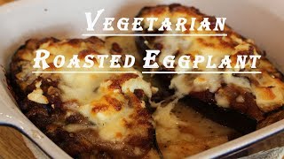 Greek Style  Vegetarian Stuffed Eggplant Veg Melitzanes Papoutsakia [upl. by Hillard]