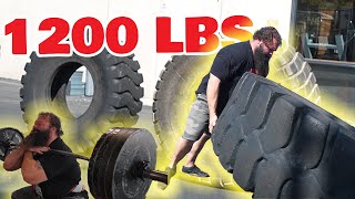 STRONGMAN FLIPS 1200 LB TIRE [upl. by Buckden]